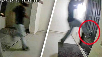 Person running toward a door / Person kicking a door